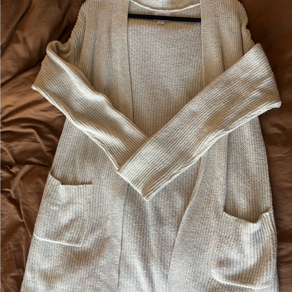 Auden Cream Ribbed Cardigan Sweater